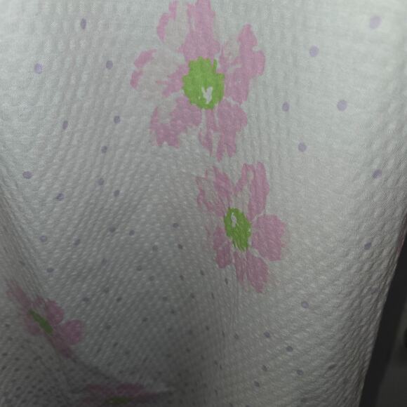 Simply Basic Nightgown Night Coat XL Button Up White Pink Floral 38" L - Picture 9 of 10